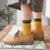 Spring and Autumn new women's double-needle mid-calf socks, forest-style small checkered pile pile women's breathable cotton socks manufacturer wholesale Specification image